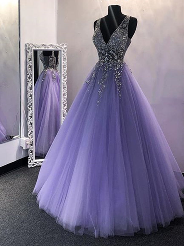 purple long dresses